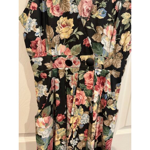 Vintage 90's R.J. Stevens floral sleeveless Maxi Dress Pockets Cottagecore - Picture 5 of 8